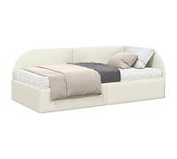 vidaXL Cadre de lit d'angle avec Matelas 2 pcs Crème Velours, Décor de Chambre élégant, Cadre de lit rectangulaire Moderne, mobilier en Velours Gain de Place, Matelas en Mousse, Design stylé