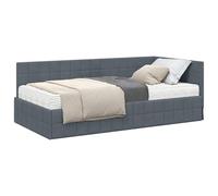 vidaXL Cadre de lit d'angle avec Matelas 2 pcs Gris Velours, Cadre de lit en Velours, Design Contemporain, Plate-Forme Durable avec Matelas en Mousse, élégance pour Le Sommeil