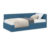 vidaXL Cadre de lit d'angle avec Matelas 2 pcs Bleu Velours,