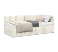 vidaXL Cadre de lit d'angle avec Matelas 2 pcs Crème Velours, Cadre de lit en Velours Moderne et résistant, Plateforme élégante, Luxe avec Matelas, mobilier Chic pour la Chambre