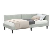 vidaXL Cadre de lit d'angle avec Matelas 2 pcs Gris Clair Velours, Cadre de lit rectangulaire Moderne, matériau Respirant, Design d'angle, Plateforme Gain de Place, mobilier Urbain