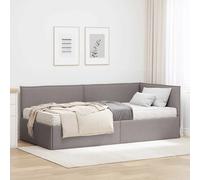 vidaXL Cadre de lit d'angle avec matelas 2 pcs Taupe Velours