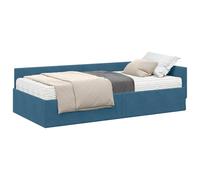 vidaXL Cadre de lit d'angle avec Matelas Autre 2 pcs Bleu Velours, Cadre de lit d'angle Chic, Design Contemporain en Velours, Durable et Ergonomique, Plateforme Gagnant de la Place pour se détendre