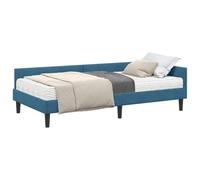 vidaXL Cadre de lit d'angle avec Matelas Autre 2 pcs Bleu Velours, Lit Moderne en Velours, Cadre rectangulaire avec tête de lit Murale réglable, Matelas en Mousse, Design Gain de Place
