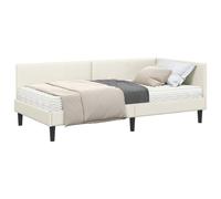 vidaXL Cadre de lit d'angle avec Matelas Autre 2 pcs Crème Velours, Cadre de lit rectangulaire Moderne, matériau Respirant, Design d'angle, Plateforme Gain de Place, mobilier Urbain