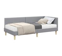 vidaXL Cadre de lit d'angle avec matelas Autre 2 pcs Gris clair tissu, Mobilier de chambre moderne, Cadre de lit plateforme rectangulaire, Tissu durable, Matériau respirant, Tête de lit réglable, Styl