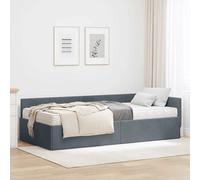 vidaXL Cadre de lit d'angle avec Matelas Autre 2 pcs Gris Velours, Cadre de lit d'angle Chic, Design Contemporain en Velours, Durable et Ergonomique, Plateforme Gagnant de la Place pour se détendre