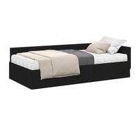 vidaXL Cadre de lit d'angle avec Matelas Autre 2 pcs Noir Tissu, Lit Moderne en Rectangle, Cadre à lit en Tissu Durable, Plateforme de Sommeil stylée, tête de lit Murale économique, Design Chic