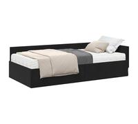 vidaXL Cadre de lit d'angle avec Matelas Autre 2 pcs Noir Velours, Cadre de lit d'angle Chic, Design Contemporain en Velours, Durable et Ergonomique, Plateforme Gagnant de la Place pour se détendre