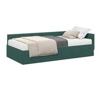 vidaXL Cadre de lit d'angle avec Matelas Autre 2 pcs Vert Velours, Cadre de lit d'angle Chic, Design Contemporain en Velours, Durable et Ergonomique, Plateforme Gagnant de la Place pour se détendre
