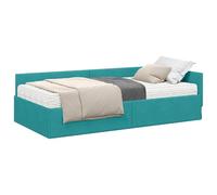 vidaXL Cadre de lit d'angle avec Matelas Autre 2 pcs Vert Velours, Cadre de lit d'angle Chic, Design Contemporain en Velours, Durable et Ergonomique, Plateforme Gagnant de la Place pour se détendre
