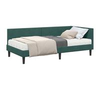 vidaXL Cadre de lit d'angle avec Matelas Autre 2 pcs Vert Velours, Cadre de lit rectangulaire Moderne, matériau Respirant, Design d'angle, Plateforme Gain de Place, mobilier Urbain