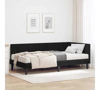 Vidaxl Cadre De Lit D'angle Avec Matelas Noir 90 X 190 Cm Velours