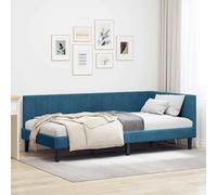 Vidaxl Cadre De Lit D'angle Avec Tête De Lit Bleu 100 X 200 Cm Velours