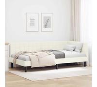 Vidaxl Cadre De Lit D'angle Avec Tête De Lit Crème 90 X 190 Cm Velours