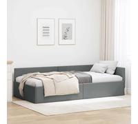 vidaXL Cadre de lit d'angle Gris foncé 100 cm x 200 cm Velours, Lit daybed en Velours stylé, Cadre L Compact, canapé Durable, mobilier Moderne pour Chambre Polyvalente