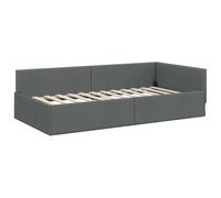 vidaXL Cadre de lit d'angle avec tête de lit Gris foncé 100 x 200 cm, Mobilier de Chambre Moderne, lit d'angle rectangulaire, matériau Respirant, canapé Pratique pour espaces urbains