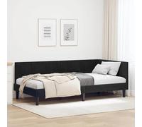 Vidaxl Cadre De Lit D'angle Avec Tête De Lit Noir 90 X 190 Cm Velours