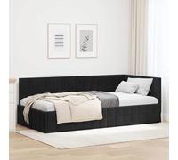 vidaXL Cadre de lit d'angle avec tête de lit Noir 90 x 190 cm Velours