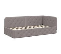 vidaXL Cadre de lit d'angle avec tête de lit Taupe 100 x 200 cm Tissu, Cadre de lit d'angle Moderne, lit Malin Gain de Place, Design Minimaliste, Meuble Pratique pour Petits espaces