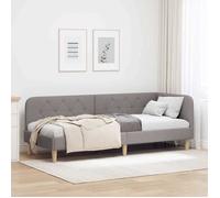 vidaXL Cadre de lit d'angle avec tête de lit Taupe 80 x 200 cm tissu, Cadre de lit moderne, canapé d'angle polyvalent 42016558