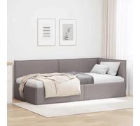 Vidaxl Cadre De Lit D'angle Avec Tête De Lit Taupe 90 X 190 Cm Tissu