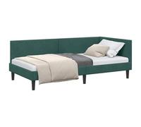 vidaXL Cadre de lit d'angle avec tête de lit Vert foncé 90 cm x 190 cm, Lit de Jour Moderne, Cadre élégant, Coin, canapé Polyvalent, Gain de Place, Meuble multifunctionnel