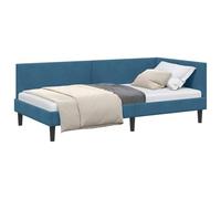vidaXL Cadre de lit d'angle Bleu 100 cm x 200 cm Velours