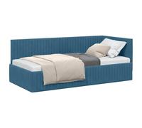 vidaXL Cadre de lit d'angle Bleu 90 cm x 190 cm Velours, Lit Moderne, Cadre de Jour rectangulaire pour la Maison, Lits d'angle Flexibles, Meuble Gain de Place Confortable