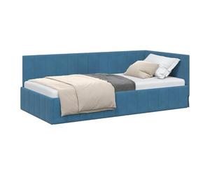 vidaXL Cadre de lit d'angle Bleu 90 x 190 cm Velours