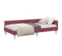 vidaXL Cadre de lit d'angle Bordeaux 90 x 190 cm Tissu, Cadre de lit en Tissu stylé, daybed d'angle, Meuble Indoor Multifonction, Gain de Place pour la Chambre