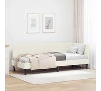 Vidaxl Cadre De Lit D'angle Avec Tête De Lit Crème 80 X 200 Cm Velours