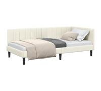 vidaXL Cadre de lit d'angle Crème 90 cm x 190 cm Velours, Lit Tendance, Cadre en Velours résistant, canapé L Moderne, mobilier Gain de Place pour l'intérieur