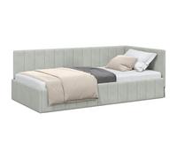 vidaXL Cadre de lit d'angle Gris Clair 90 cm x 190 cm Velours, Canapé-lit Moderne, Coin en Velours Gain de Place, Cadre Urbain Multifonction, Style Compact pour Votre Salon