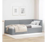 Vidaxl Cadre De Lit D'angle Gris Clair 90 X 190 Cm Tissu