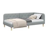 vidaXL Cadre de lit d'angle Gris Clair 90 x 190 cm Tissu, Lit d'appoint Compact Moderne, lit en Angle intérieur, Cadre rembourré résistant, Design Polyvalent
