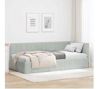 vidaXL Cadre de lit d'angle Gris clair 90 x 200 cm Velours 42016307