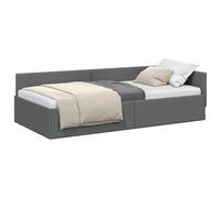 vidaXL Cadre de lit d'angle L 100 x 200 cm Velours Gris foncé Compact Moderne