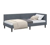 vidaXL Cadre de lit d'angle Gris foncé 100 cm x 200 cm Velours, Chambre Moderne, Cadre de lit élégant, Design Compact, canapé Jour en Velours, Multifonctionnel