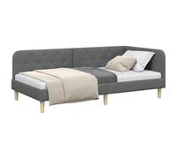 vidaXL Cadre de lit d'angle Gris foncé 100 x 200 cm Tissu, Lit d'appoint Compact Moderne, lit en Angle intérieur, Cadre rembourré résistant, Design Polyvalent