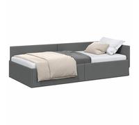 vidaXL Cadre de lit d'angle Gris foncé 100 x 203 cm Tissu, Lit Moderne en Tissu, lit d'angle réversible pour Un appart Urbain, Durable et stylé, Gris Chic
