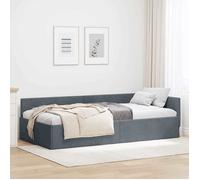 vidaXL Cadre de lit d'angle avec tête de lit Gris foncé 90 cm x 190 cm, Décor de chambre moderne, meuble multifonction, 42016072