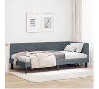 vidaXL Cadre de lit d'angle Gris foncé 90 cm x 200 cm Velours 42016349