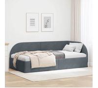 vidaXL Cadre de lit d'angle Canapé-lit convertible Velours Gris foncé 90x190 cm