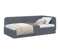 vidaXL Cadre de lit d'angle Gris foncé 90 x 200 cm Velours, Canapé-lit d'angle Moderne, en Velours Durable, Meuble stylé et Multi-Fonction pour Votre Chambre