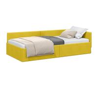 vidaXL Cadre de lit d'angle avec tête de lit Jaune 90 cm x 190 cm, Décor de Chambre Moderne, Meuble Multifonction, canapé-lit en Velours Doux, Design Gain de Place