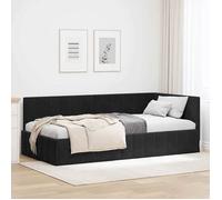 vidaXL Cadre de lit d'angle Noir 100 cm x 200 cm Velours, Chambre à la Mode, lit d'angle Moderne, canapé Compact, lit de Jour en Velours, Cadre Polyvalent pour Salon