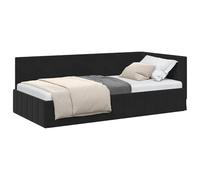 vidaXL Cadre de lit d'angle Noir 100 cm x 200 cm Velours, Canapé-lit Moderne, Coin en Velours Gain de Place, Cadre Urbain Multifonction, Style Compact pour Votre Salon