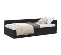 vidaXL Cadre de lit d'angle avec tête de lit Noir 80x200 cm canapé-lit velours doux, multifonction