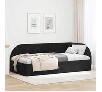 vidaXL Cadre de lit d'angle en velours Design en L convertible – Noir 194x94x72 cm 90x190 cm